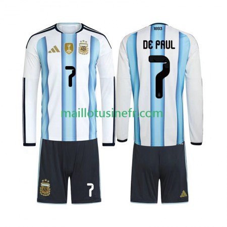 Maillot de Foot Argentine Rodrigo De Paul 7 World Cup Domicile 2026 Manches Longues - Enfant